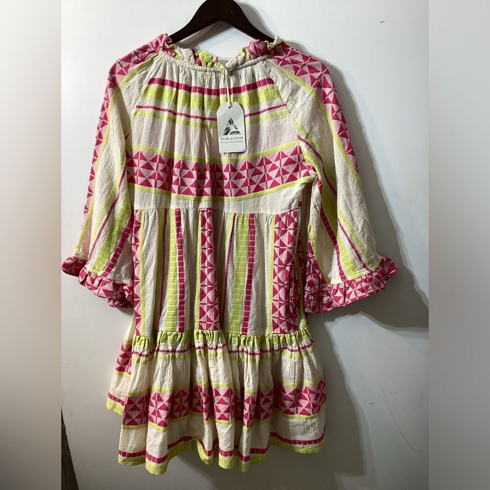 Pearl & Caviar Boho Pink Multicolor Patterned Mini Dress Size S/M NWT - Picture 6 of 11
